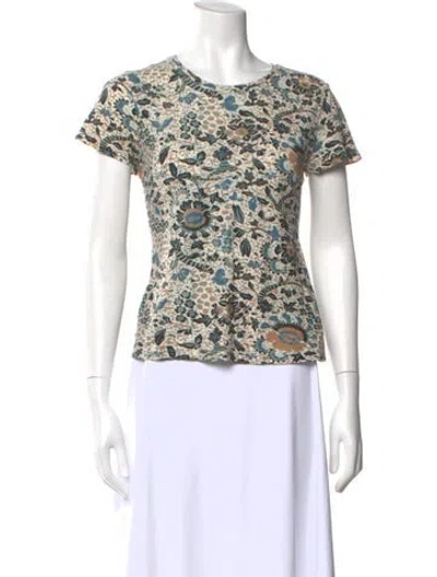 Pre-owned Ulla Johnson Floral Print Crew Neck T-shirt In Neutral