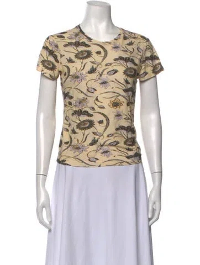 Pre-owned Ulla Johnson Floral Print Crew Neck T-shirt In Neutrals