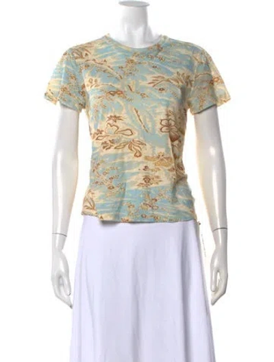 Pre-owned Ulla Johnson Floral Print Crew Neck T-shirt In Neutrals