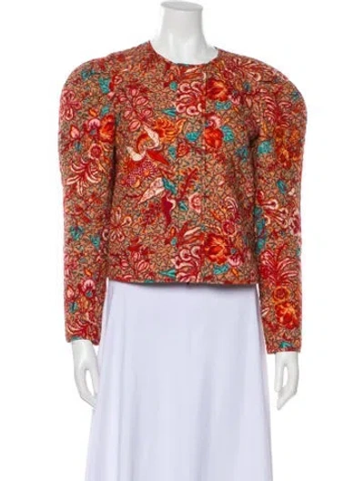 Pre-owned Ulla Johnson Floral Print Evening Jacket In Red