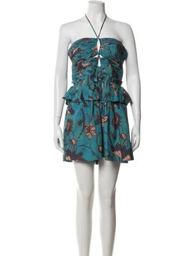 Pre-owned Ulla Johnson Floral Print Halterneck Jumpsuit In Blue/orange