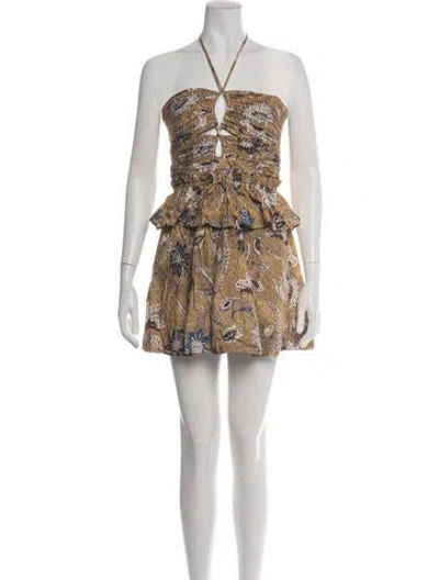 Pre-owned Ulla Johnson Floral Print Halterneck Jumpsuit W/ Tags In Yellow