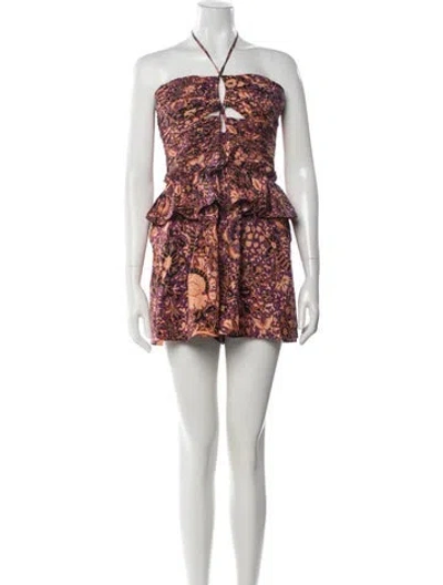 Pre-owned Ulla Johnson Floral Print Halterneck Romper In Purple