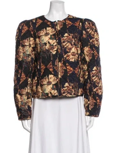 Pre-owned Ulla Johnson Floral Print Jacket In Black
