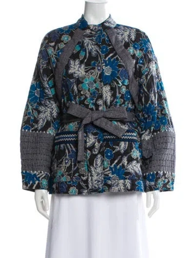 Pre-owned Ulla Johnson Floral Print Jacket In Blue