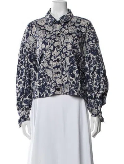 Pre-owned Ulla Johnson Floral Print Jacket In Blue