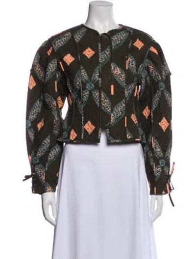 Pre-owned Ulla Johnson Floral Print Jacket In Green