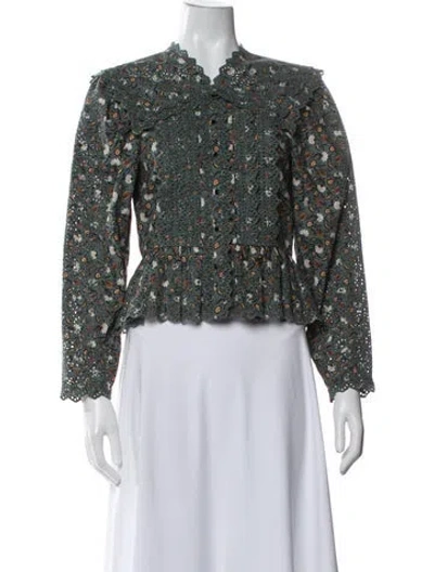 Pre-owned Ulla Johnson Floral Print Jacket In Green