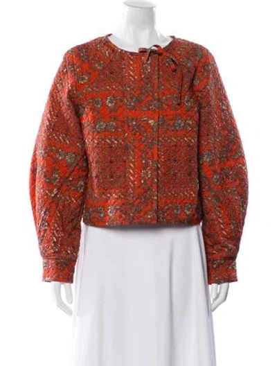 Pre-owned Ulla Johnson Floral Print Jacket In Orange