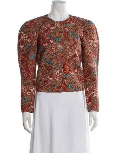 Pre-owned Ulla Johnson Floral Print Jacket In Orange