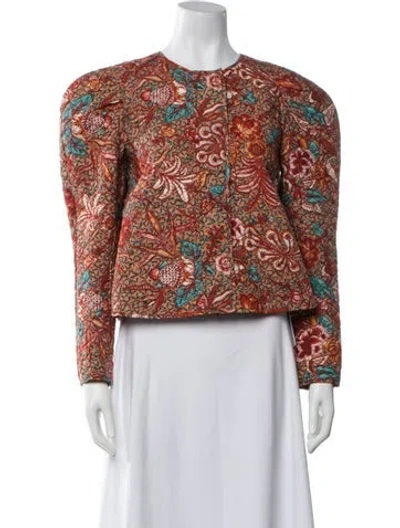 Pre-owned Ulla Johnson Floral Print Jacket In Orange