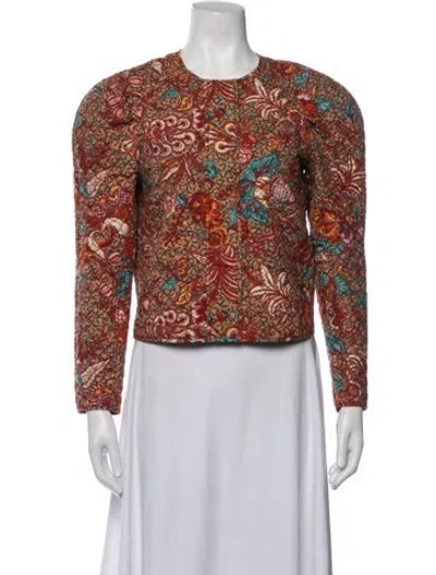 Pre-owned Ulla Johnson Floral Print Jacket In Orange