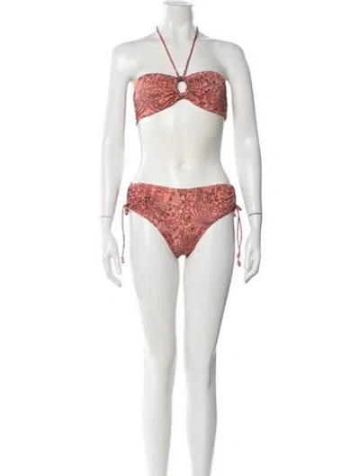 Pre-owned Ulla Johnson Floral Print Keyhole Accent Bikini W/ Tags In Multi