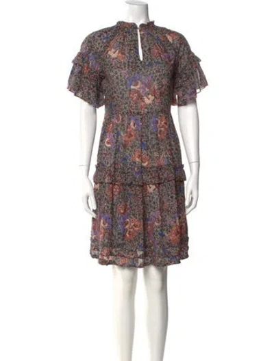 Pre-owned Ulla Johnson Floral Print Knee-length Dress In Black