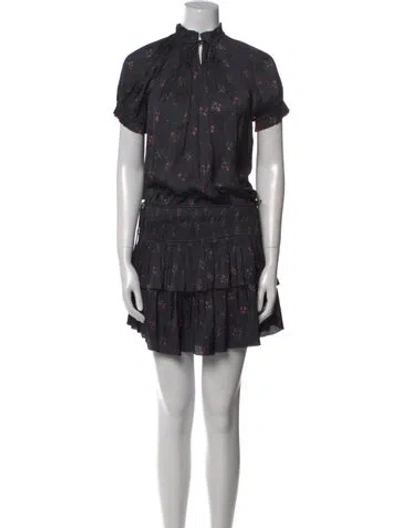 Pre-owned Ulla Johnson Floral Print Knee-length Dress In Black