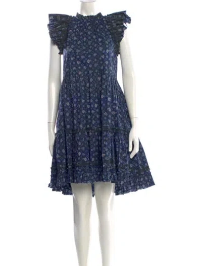 Pre-owned Ulla Johnson Floral Print Knee-length Dress In Blue