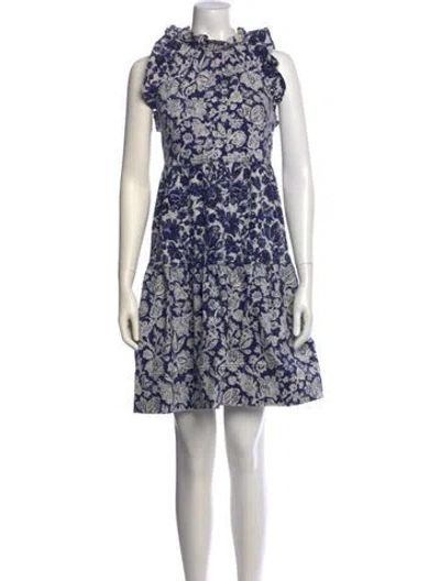 Pre-owned Ulla Johnson Floral Print Knee-length Dress In Blue