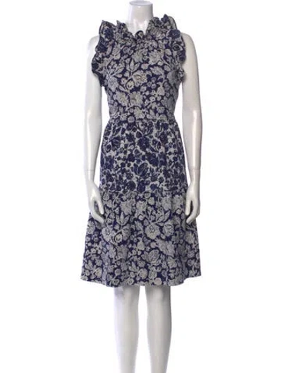 Pre-owned Ulla Johnson Floral Print Knee-length Dress In Blue