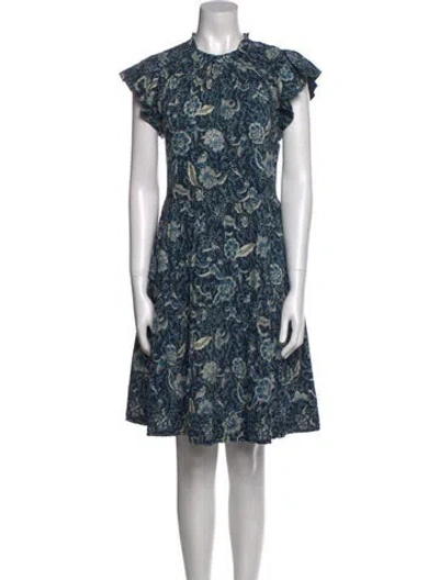 Pre-owned Ulla Johnson Floral Print Knee-length Dress In Blue