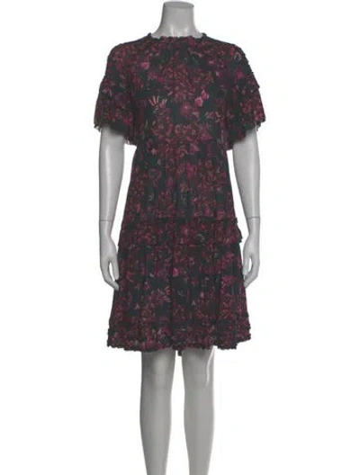 Pre-owned Ulla Johnson Floral Print Knee-length Dress In Blue