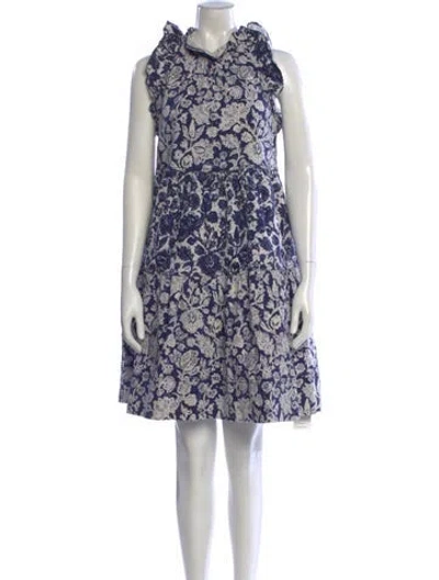 Pre-owned Ulla Johnson Floral Print Knee-length Dress In Blue