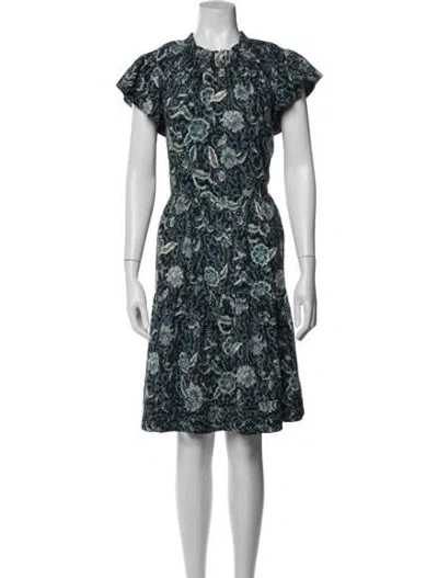 Pre-owned Ulla Johnson Floral Print Knee-length Dress In Blue