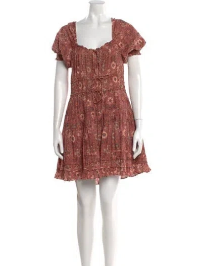 Pre-owned Ulla Johnson Floral Print Knee-length Dress In Burgundy