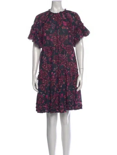 Pre-owned Ulla Johnson Floral Print Knee-length Dress In Multi