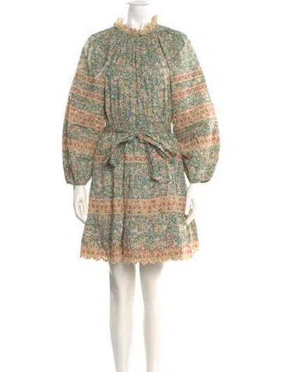 Pre-owned Ulla Johnson Floral Print Knee-length Dress In Neutral