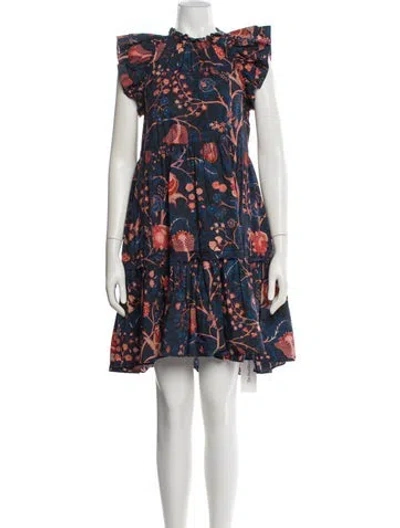 Pre-owned Ulla Johnson Floral Print Knee-length Dress In Neutral