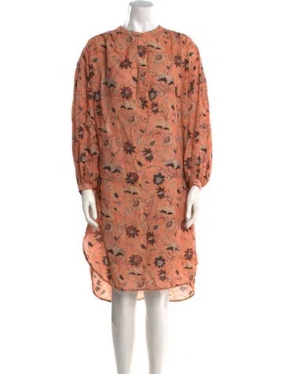 Pre-owned Ulla Johnson Floral Print Knee-length Dress In Orange