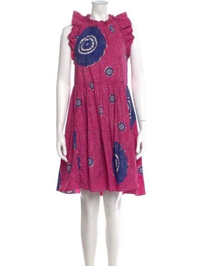 Pre-owned Ulla Johnson Floral Print Knee-length Dress In Pink