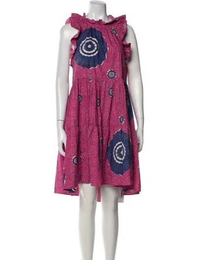 Pre-owned Ulla Johnson Floral Print Knee-length Dress In Pink