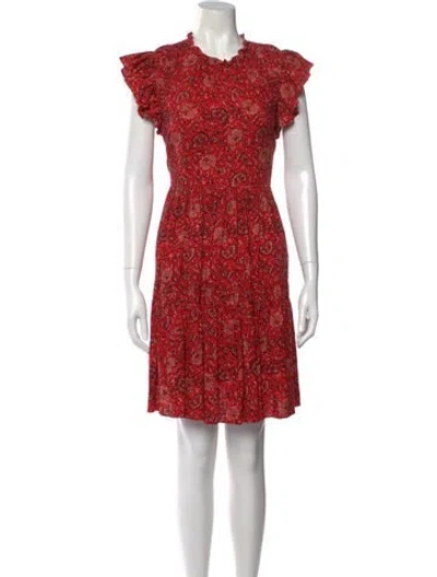 Pre-owned Ulla Johnson Floral Print Knee-length Dress In Red