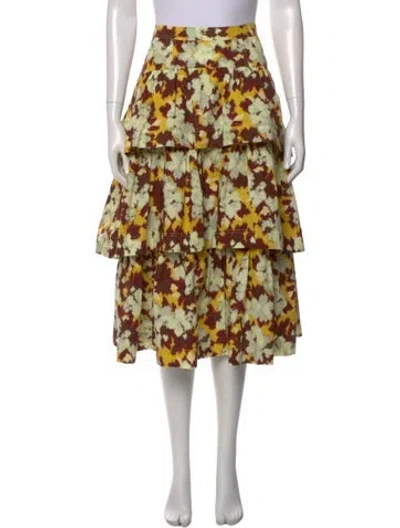 Pre-owned Ulla Johnson Floral Print Knee-length Skirt In Burgundy