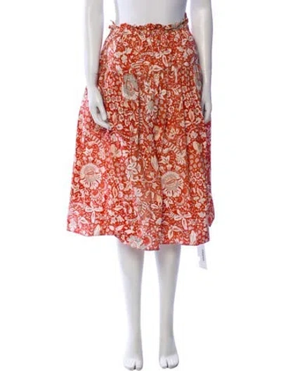 Pre-owned Ulla Johnson Floral Print Knee-length Skirt In Orange