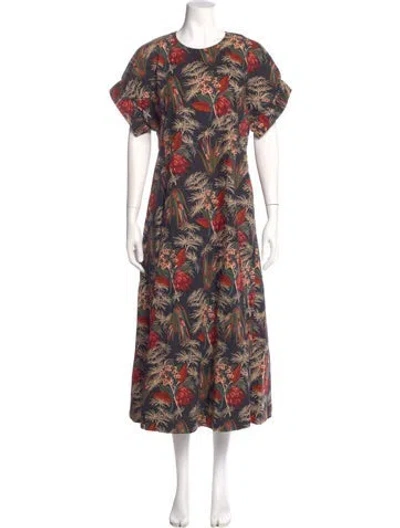 Pre-owned Ulla Johnson Floral Print Long Dress In Black