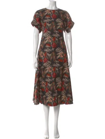 Pre-owned Ulla Johnson Floral Print Long Dress In Black