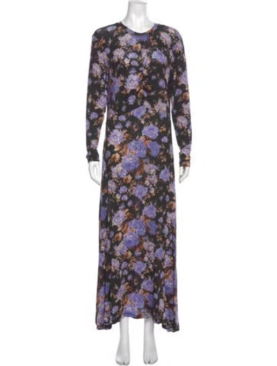 Pre-owned Ulla Johnson Floral Print Long Dress In Black