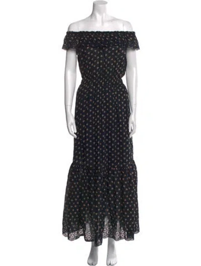 Pre-owned Ulla Johnson Floral Print Long Dress In Black