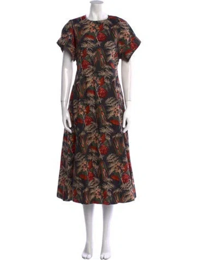 Pre-owned Ulla Johnson Floral Print Long Dress In Black