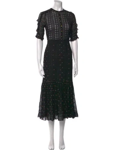 Pre-owned Ulla Johnson Floral Print Long Dress In Black