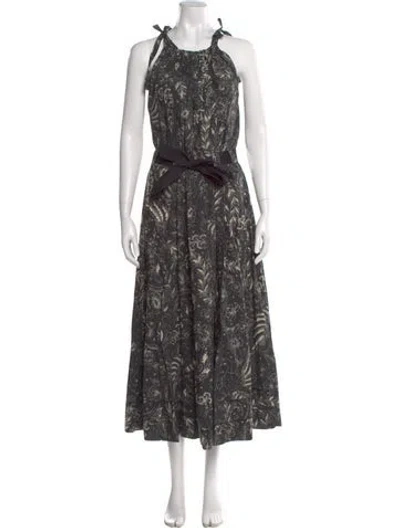 Pre-owned Ulla Johnson Floral Print Long Dress In Black