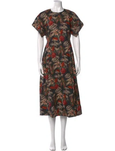 Pre-owned Ulla Johnson Floral Print Long Dress In Black
