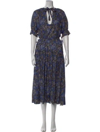Pre-owned Ulla Johnson Floral Print Long Dress In Black