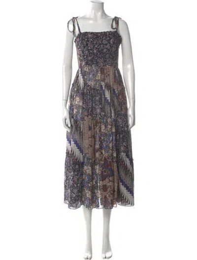 Pre-owned Ulla Johnson Floral Print Long Dress In Black