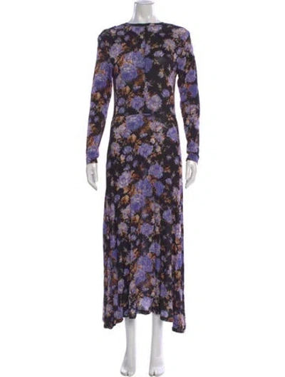 Pre-owned Ulla Johnson Floral Print Long Dress In Black