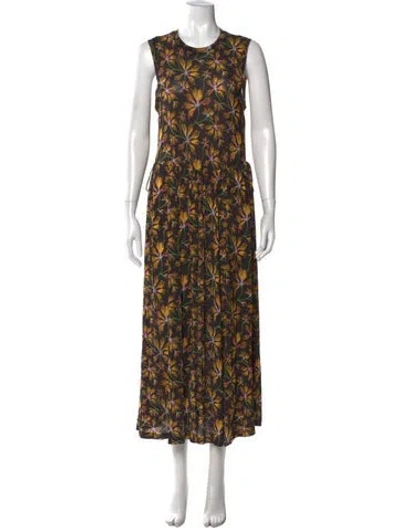 Pre-owned Ulla Johnson Floral Print Long Dress In Black
