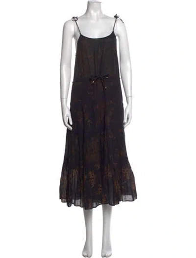 Pre-owned Ulla Johnson Floral Print Long Dress In Black