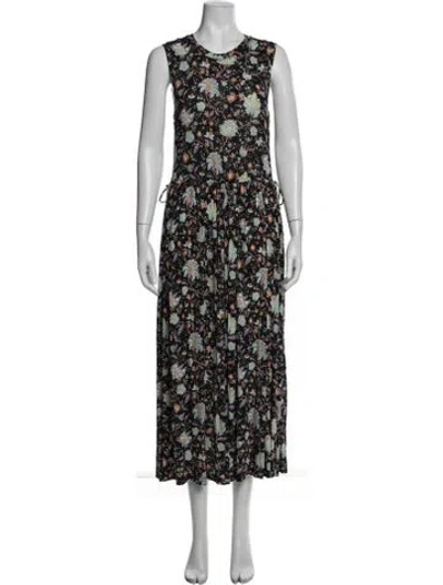 Pre-owned Ulla Johnson Floral Print Long Dress In Black